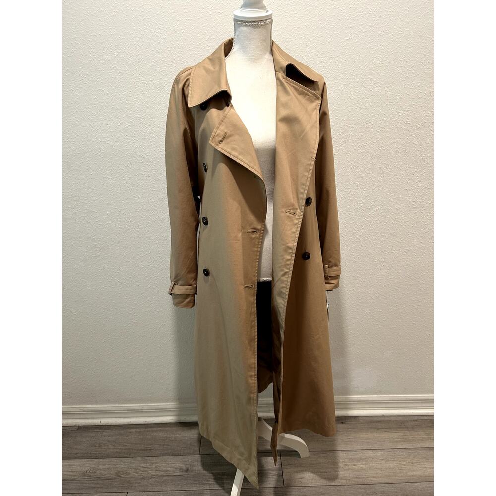 Calvin Klein Jeans Women's Soft Cotton Gabardine Trench Coat Double-Breasted L